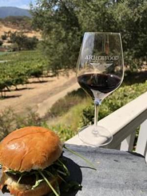Burger with wine